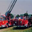 Two classic American La Frances on display at the Firemen's Home in Hudson, NY